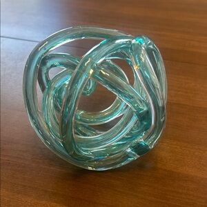 Elegant Handcrafted Glass Knot Sculpture - Teal
